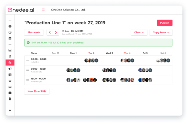 OneDee Weekly shift