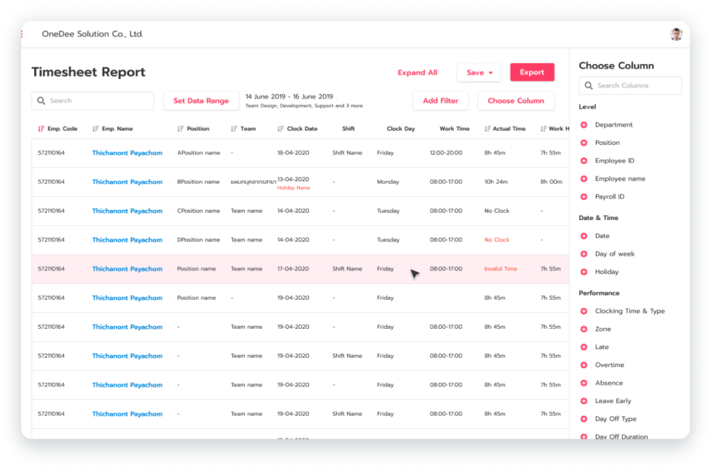 Timesheet Report